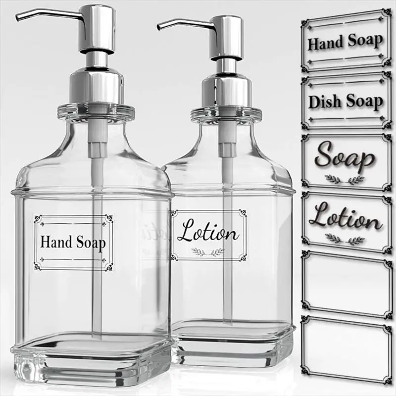 300/550ML Soap Dispenser Thick Clear Glass Press Hand Sanitizer Shampoo Lotion Bottle Stainless Steel Pump Bathroom Accessories