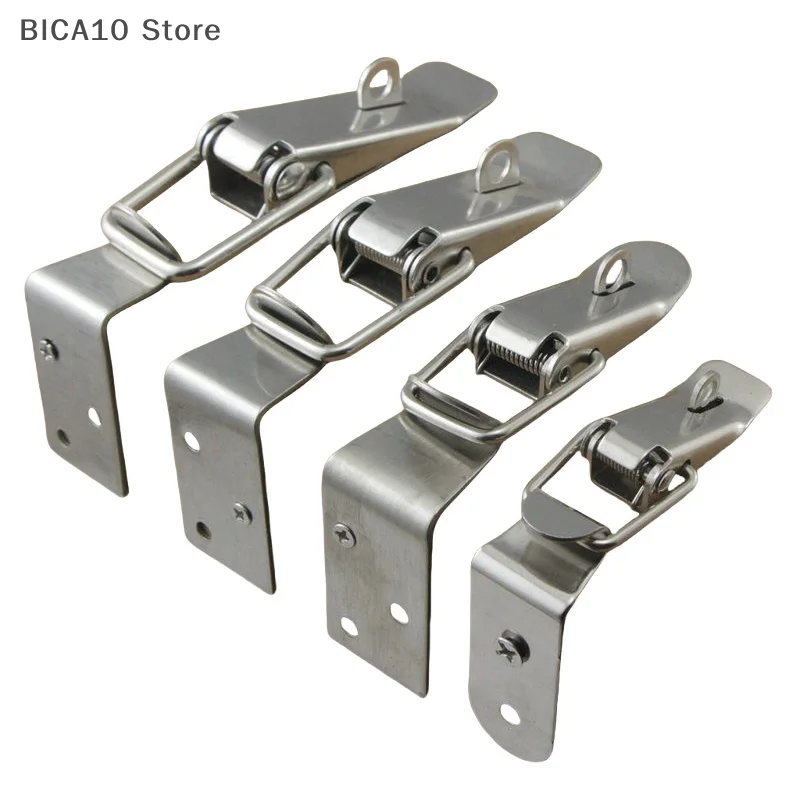 1 Set Porta dell'armadio Chiusure in metallo Chiusura della scatola da 90 gradi Serratura con fibbia a bocca d'anatra Gancio caricato a molla Disegna Toggle Hasps Morsetto