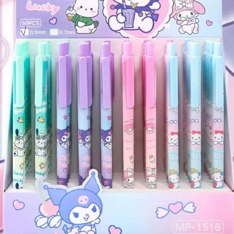 Sanrio 12-60pcs Mechanical Pencil Cartoon Kuromi Melody Pochacco Movable Pencils Primary School Student Stationery 0.5 0.7 Black