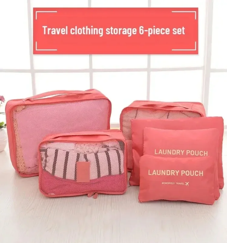 6 Pcs Travel Bag Organizer Cubes Set Cases Portable Large Capacity Luggage Clothes Shoe Tidy Pouch Folding Clothing Underwear