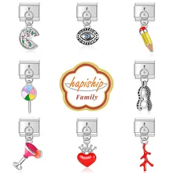 Hapiship Family Women Fashions Food and pencils Charms Italian Links Fit 9mm Bracelet Stainless Steel Making DIY Jewelry NEW487