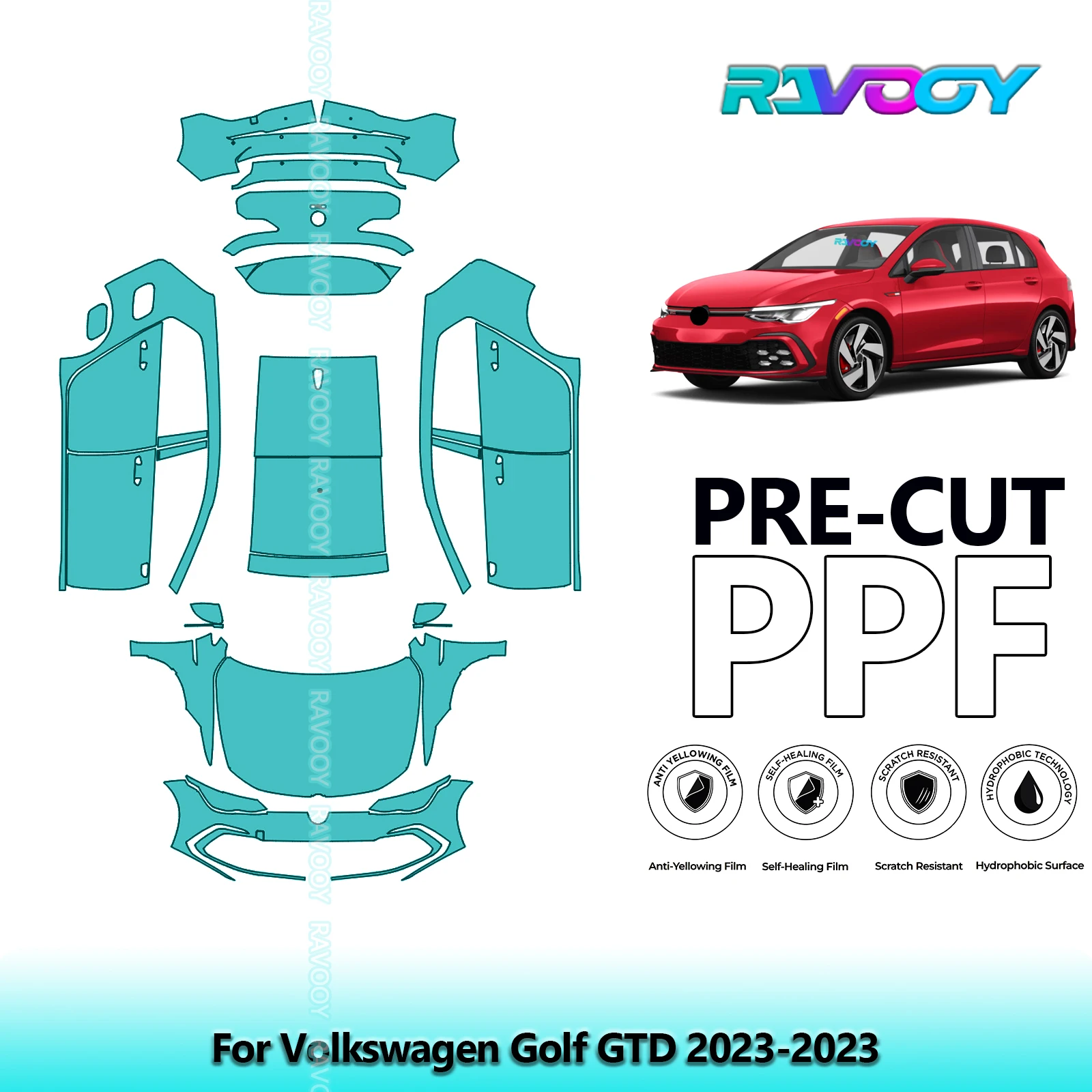 

Full Vehicle Clear Bra Precut PPF Paint Protection Film For Volkswagen Golf GTD 2023-2023