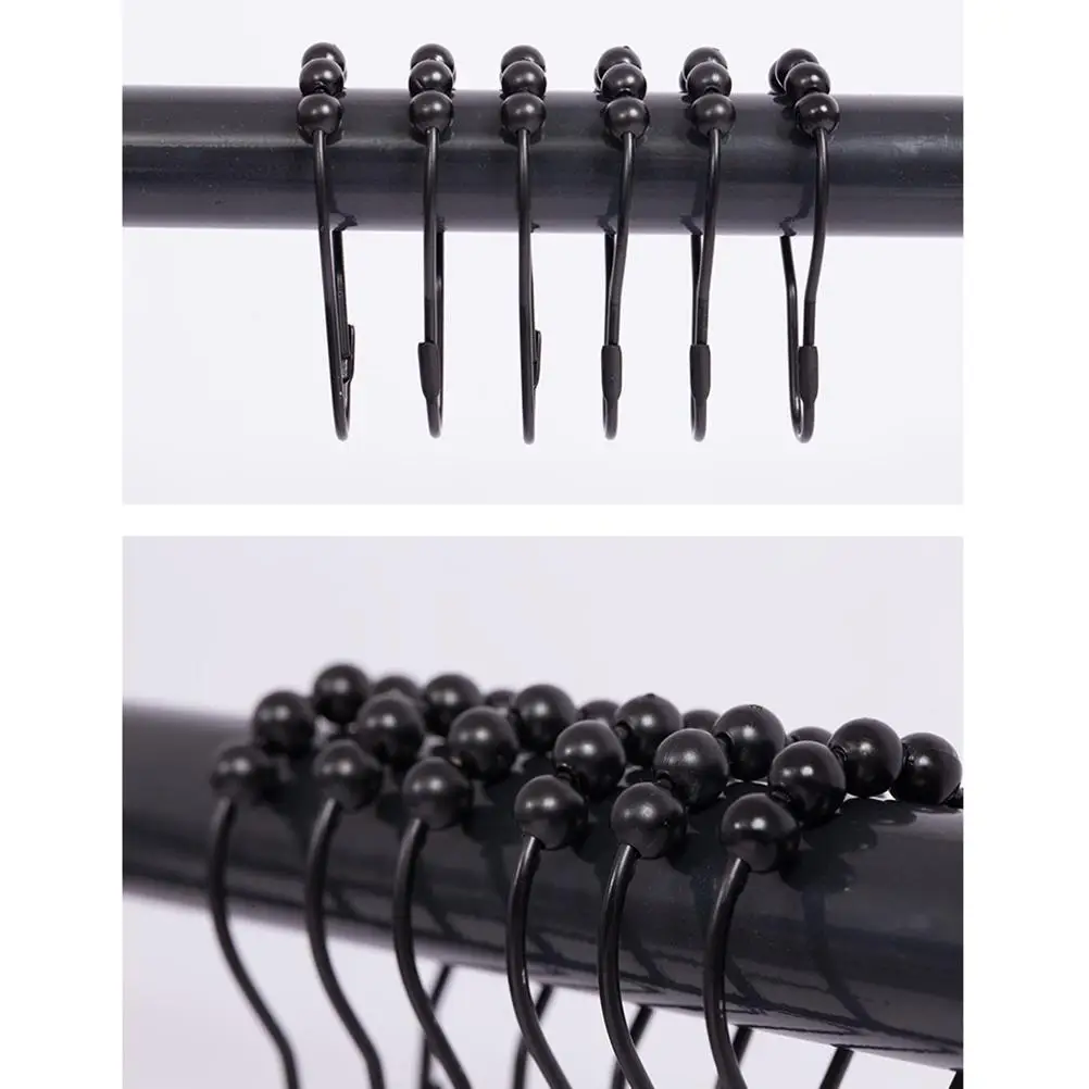 

12 Pcs Heavy Duty Bath Curtain Hooks Sealed Rings Metal Shower Compatible Smooth Bearings Noise Reducing Easy Install