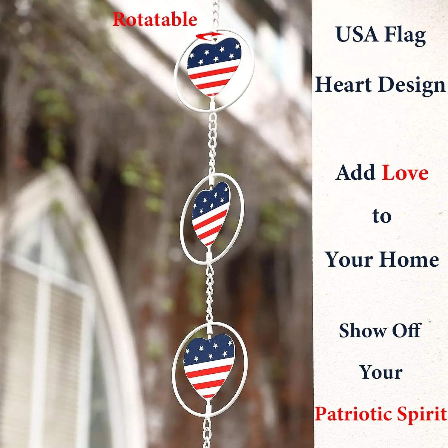 Cross-border love rain chain metal decorative rainwater catcher bracelet garden terrace decoration hanging drain rain bell