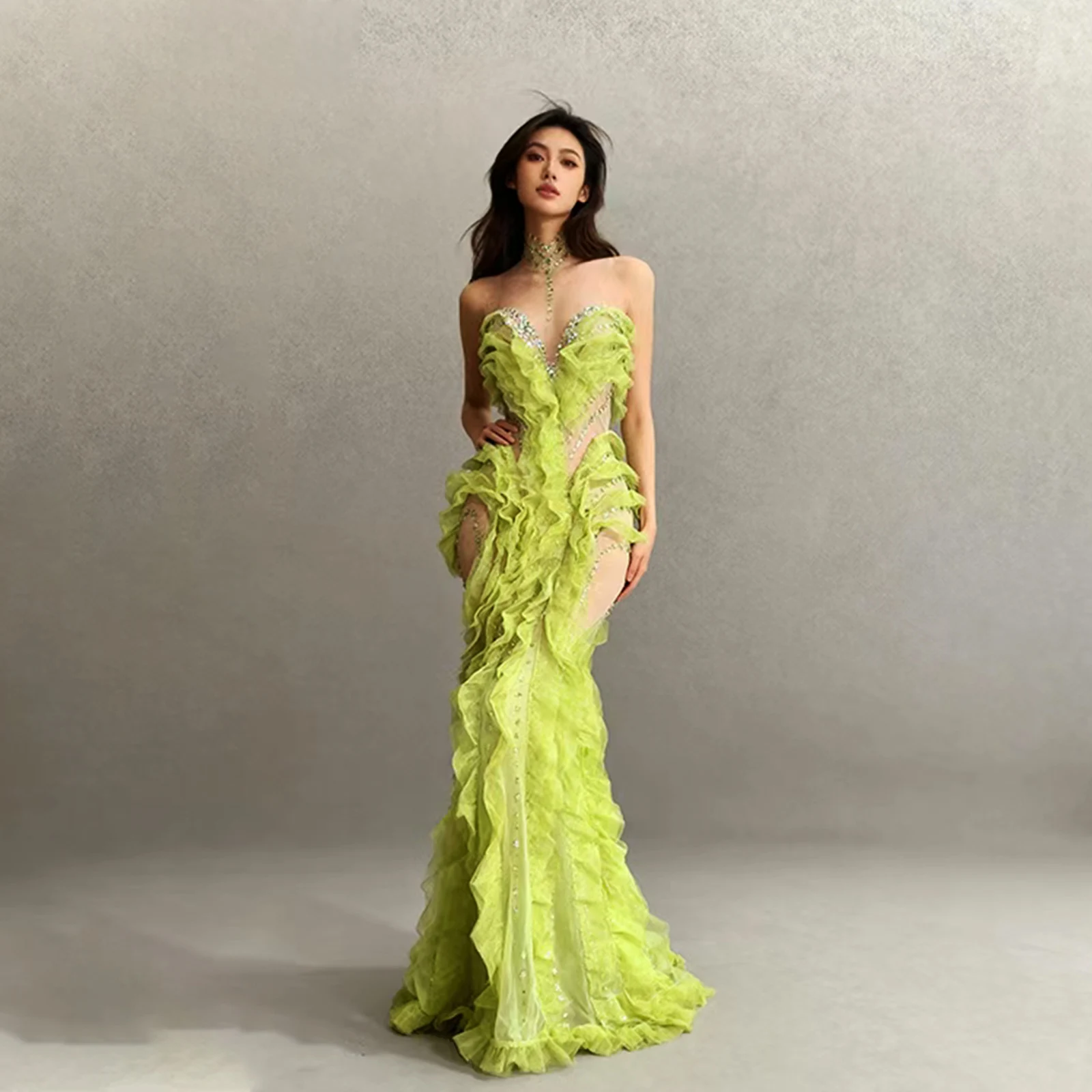 

Glitter Sequin CrystalSexy Butt Wrap Dress Elegante Stage Clothes Singer Performance Dance Birthday Club Bar Party Drag Queen go