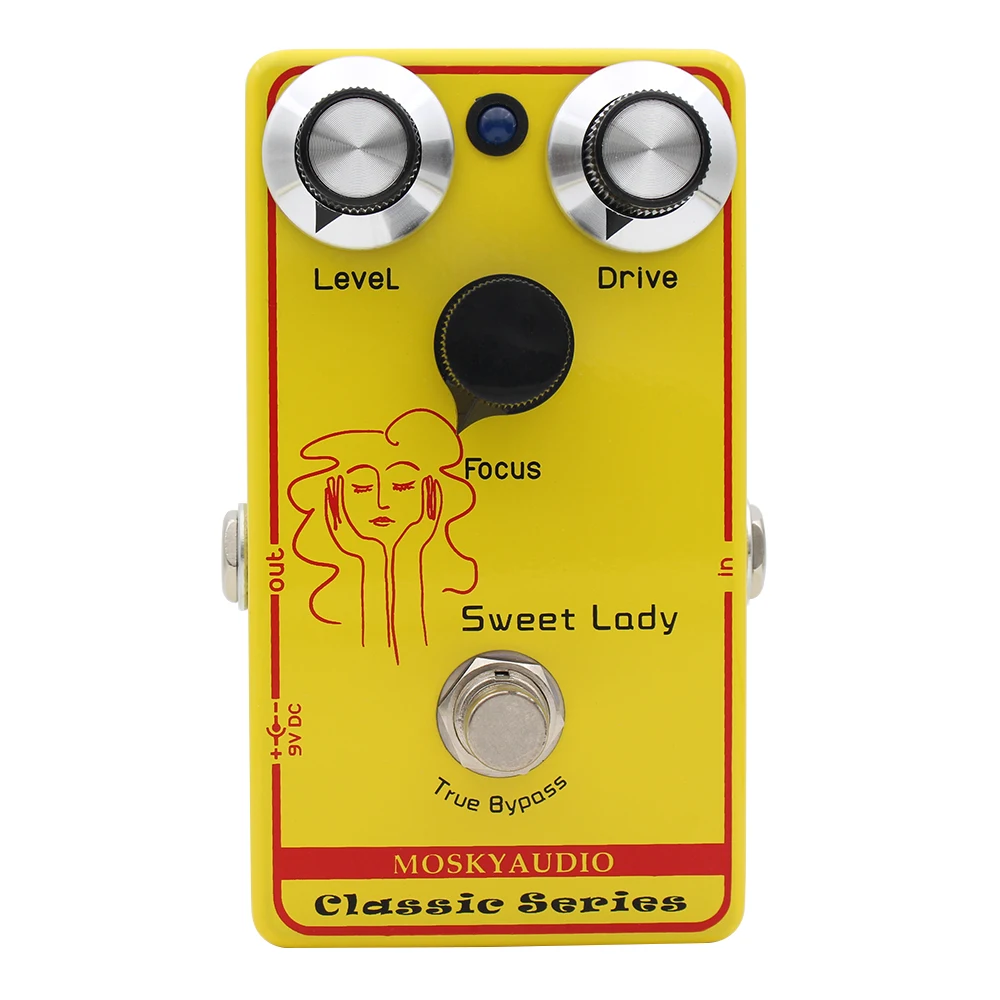Mosky Sweet Lady Overdrive Effect Pedal for Electric Guitar with Level Drive and Focus Control