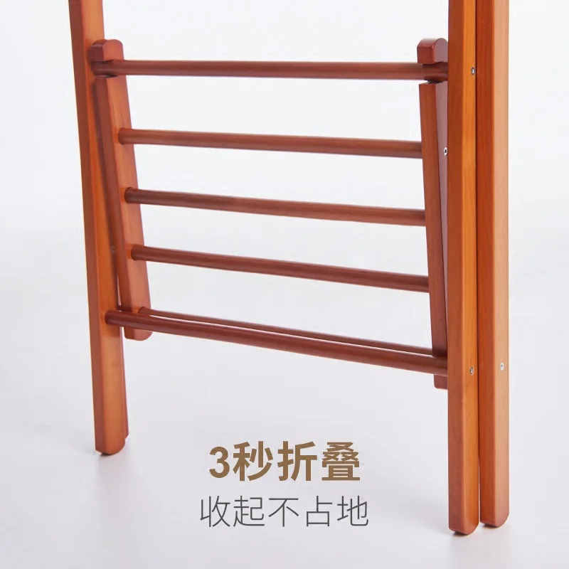 Solid Wood Foldable Clothes Rack, Coat and Hat Rack, Simple Landing Household, herringbone, Bedroom Hotel