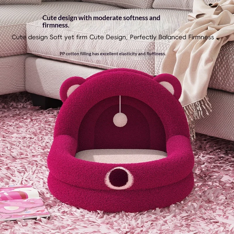 Cama de invierno semicerrada cálida para gatos y perros pequeños - imagen 5