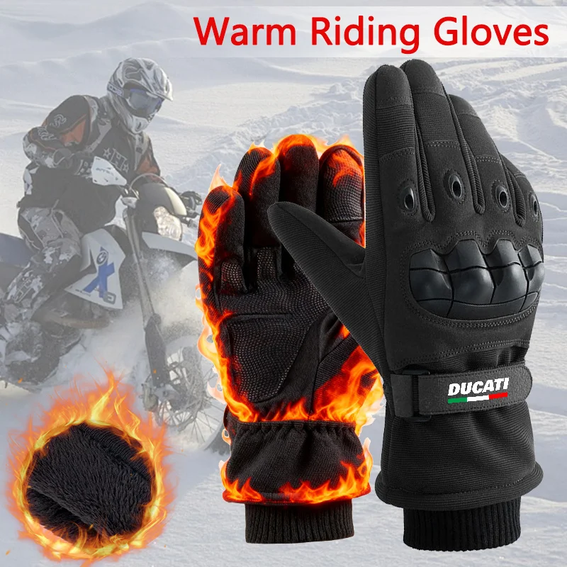 

For Ducati Panigale V4 V2 950 1100 Men Women Winter Cold-proof Motorcycle Gloves Full Finger Outdoor Sport Black Motocross Glove
