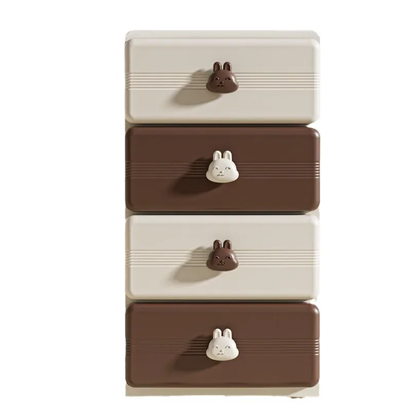 Handle Plastic Drawer Cabinet Brown Style Children's Storage Cabinet Baby Toys Clothing Storage