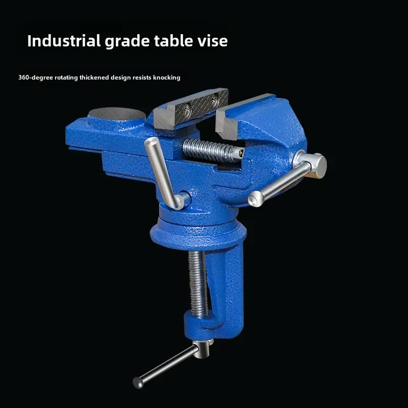 Industrial-Grade Mini Table Vise with Swivel Base for Home and Workbench