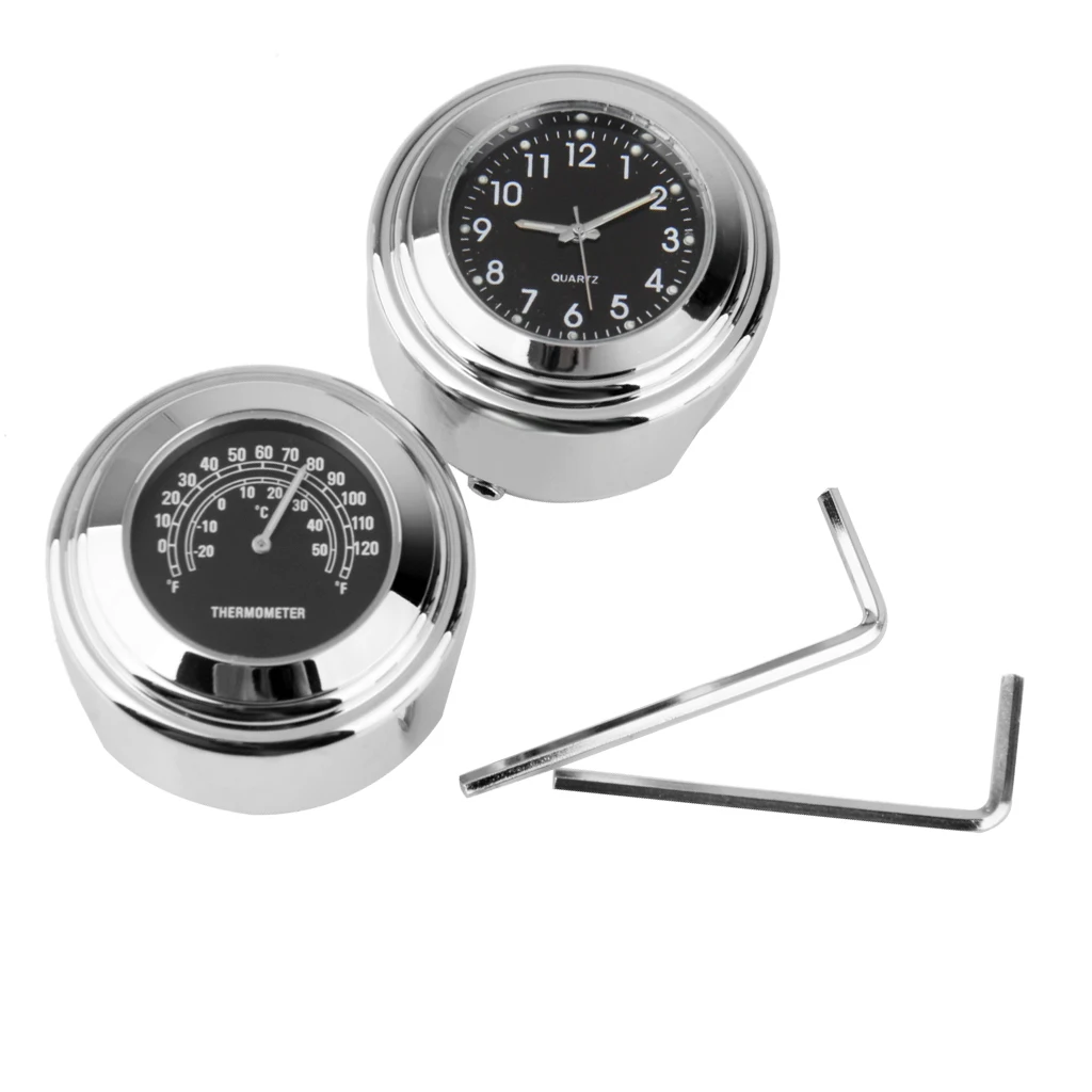 

Aluminum Alloy Motorcycle Handlebar Clock Temp Thermometer Shock Resistant Black Surface for Suzuki Custom Bikes
