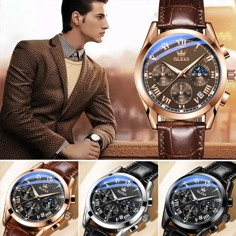 Montre étanche Shoous pour homme, montre chronographe de sport multifonctionnelle