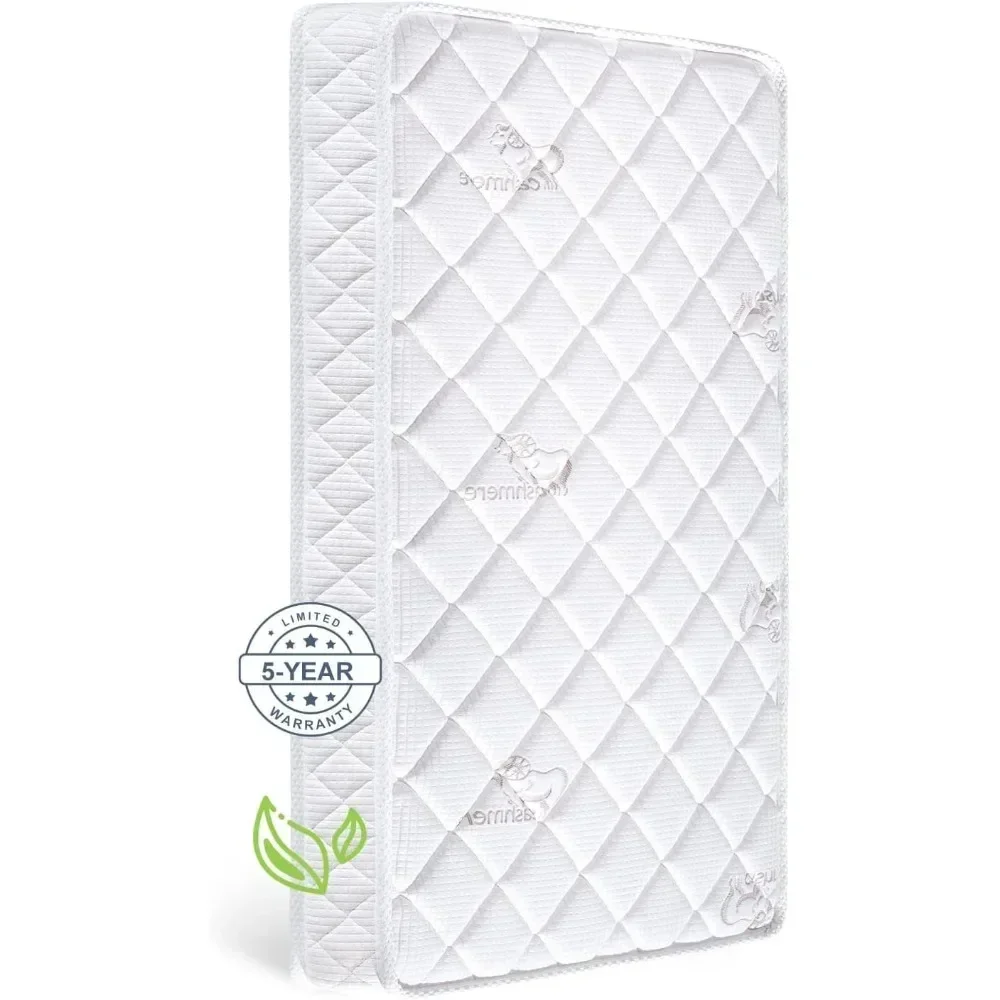 

Premium Dual-Sided Crib & Toddler Mattress,100% Knitted Fabric-Hypoallergenic,5" Firm Soft Crib Mattress, Non-Toxic Fits Standar