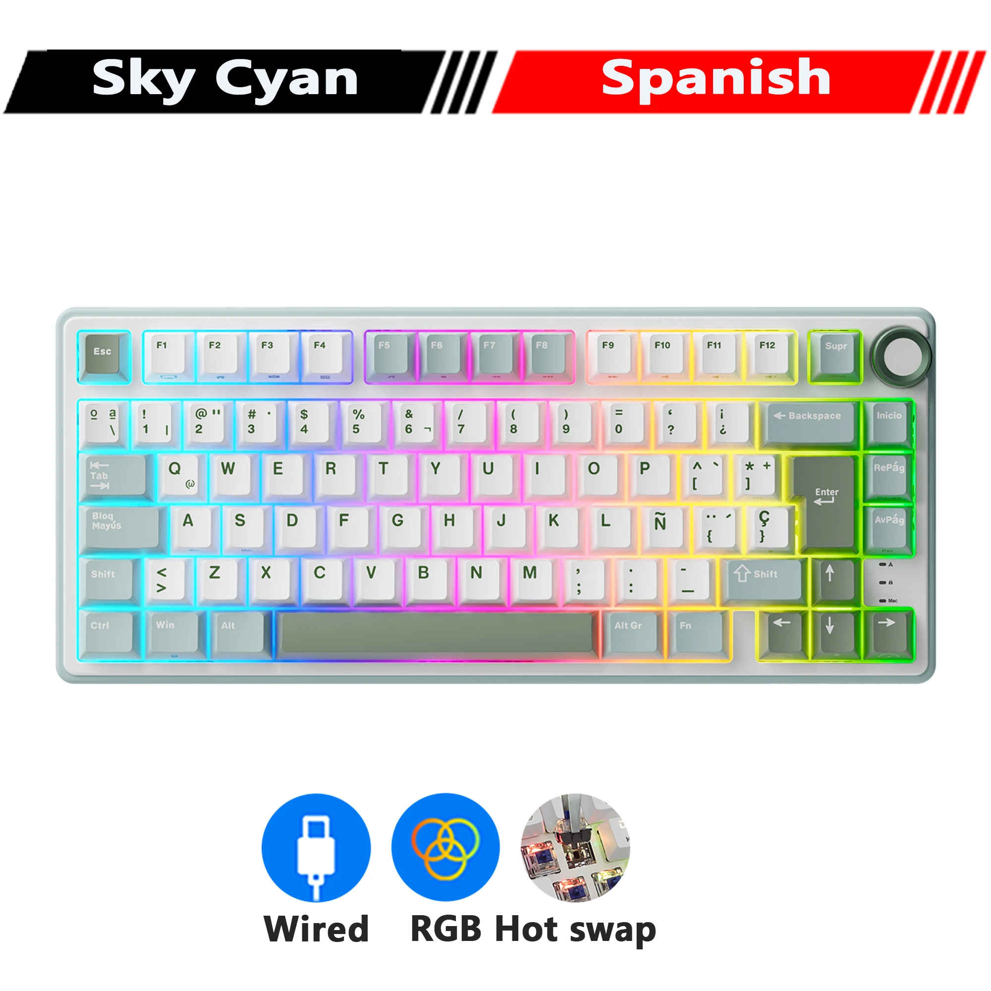 Royal Kludge R75 Sky Cyan Keyboard gaming toetsenbord