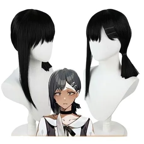 

1 piece black single-sided hair tie straight wig for Anime Chainsaw Man cosplay as Kobeni Higashiyama