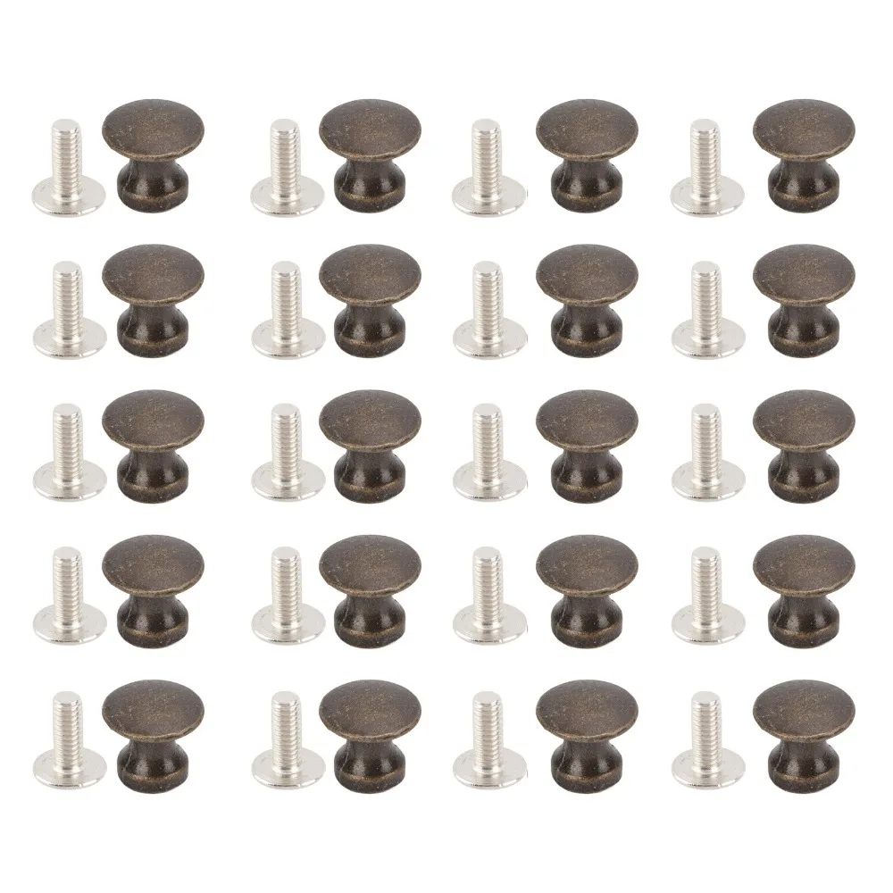 20pcs Cabinet Handle Zinc Alloy Single Hole Handle 12x11MM Round Head Drawer Pulls Bronze Vintage Cabinet Knobs Wood Case