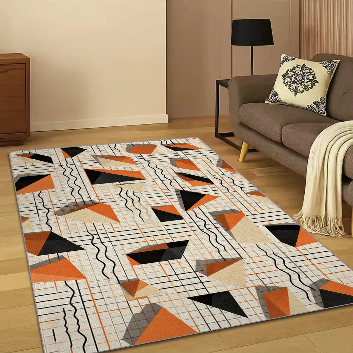 VIKAMA Kristallteppich mit abstrakter Geometrie, für Zuhause, Wohnzimmer, Schlafzimmer, Sofa, Couchtisch, Teppich und Heimdekoration, rutschfester Teppich
