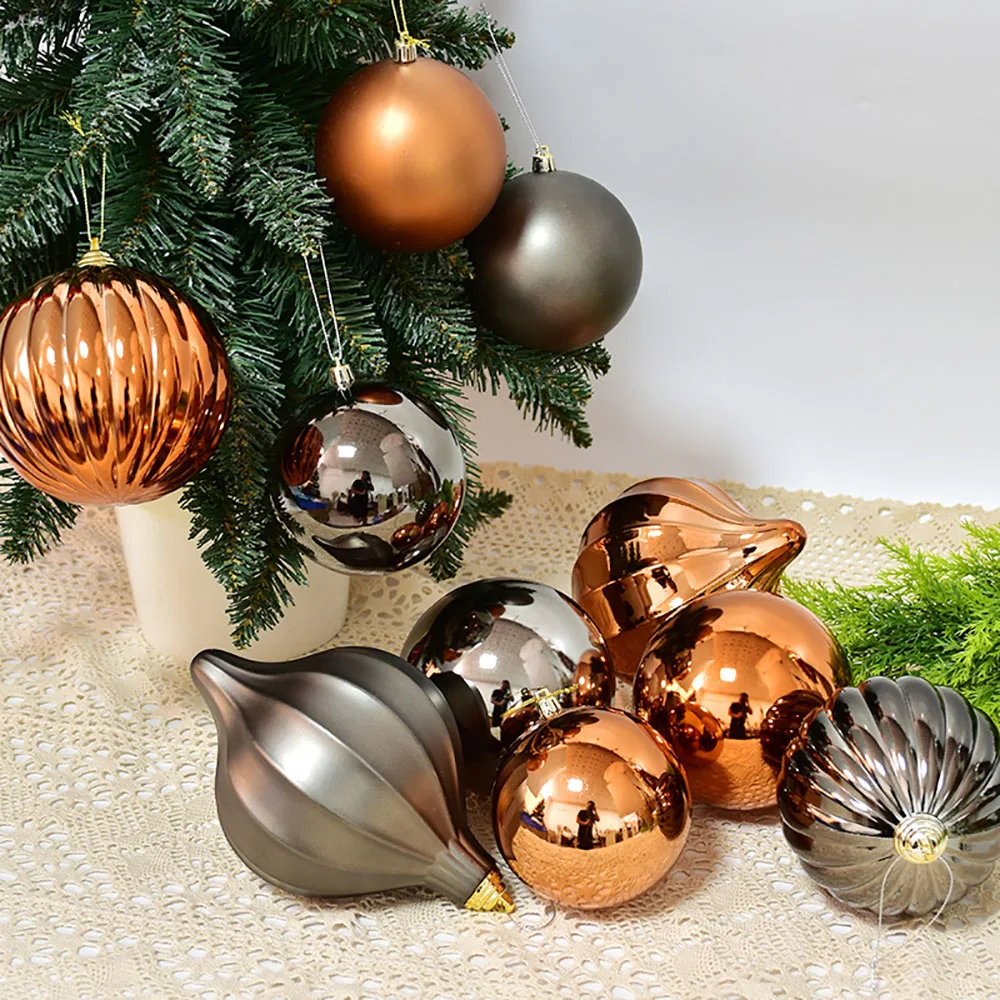 Iron Grey Bronze Christmas Ball Decoration 8/10/12/20cm Christmas Tree Hanging Pendant Balls Garden Indoor Outdoor Home Decor