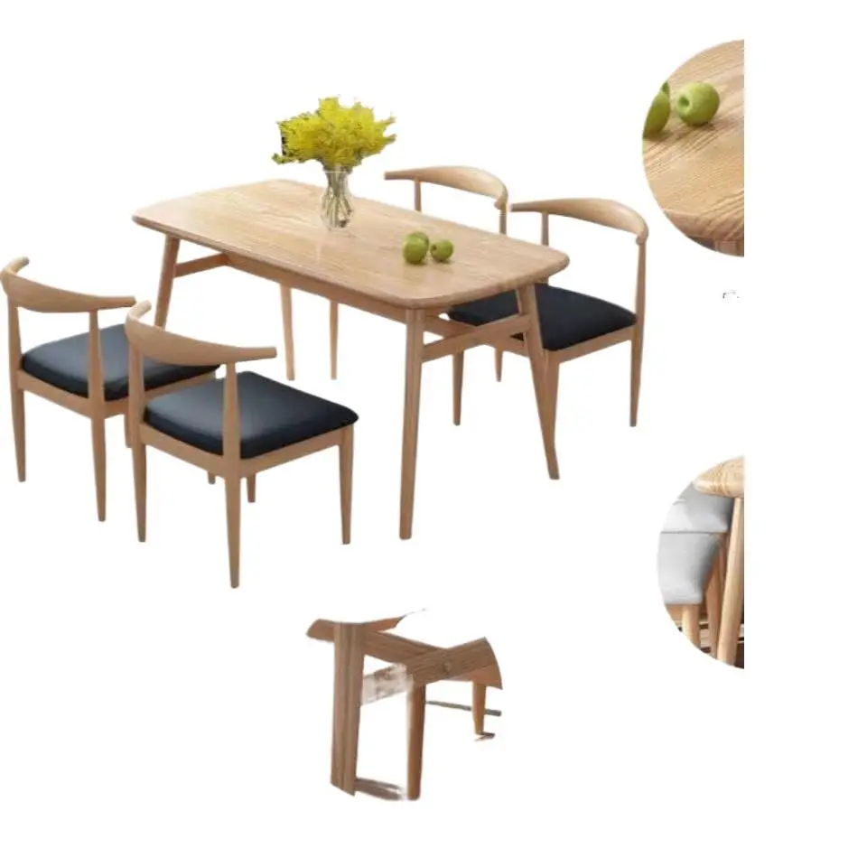 طاولة طعام حديثة وبسيطة وطاولة طعام وكراسي كاجوال للوجبات السريعة ومطعم وطاولة مستطيلة