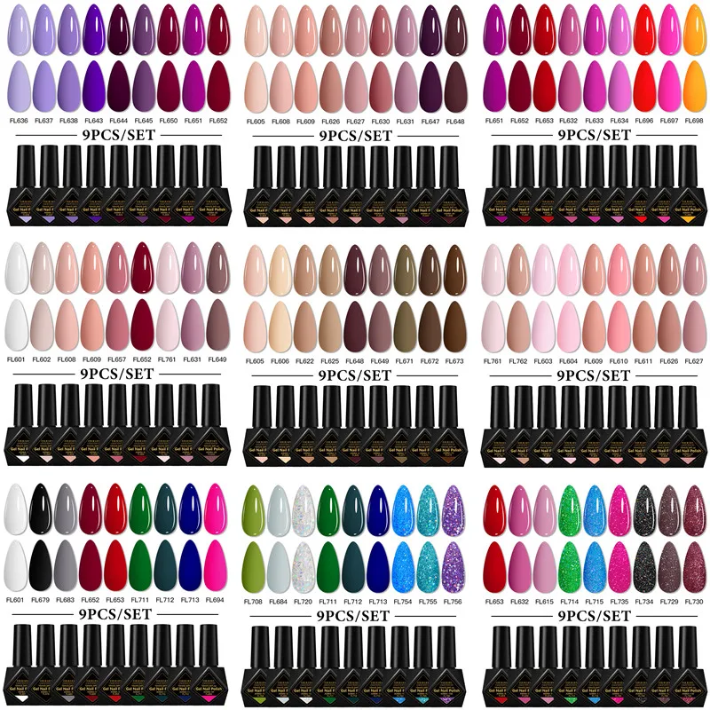 

9 шт., 10 мл, набор гель-лаков для ногтей HEMA TPO FREE, розовый, красный, полуперманентный, замачиваемый, УФ-гель-лак, дизайн ногтей, принадлежности для ногтей «сделай сам», маникюр