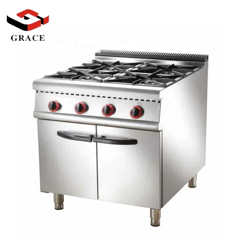 

GRACE Commercial Kitchen Equipment Gas Stove 4 Burner Range Gas Range with Cabinet