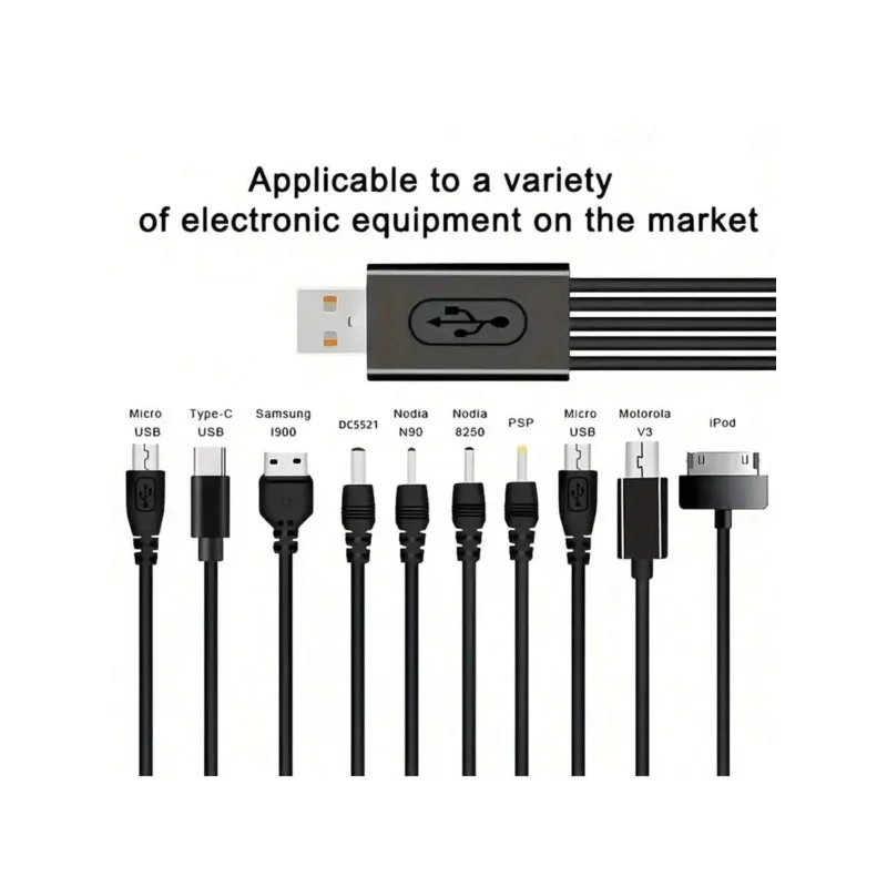 1pc High Quality Multifunctional Ten-in-one Data Cable Charging Cable USB To 10 Charging Heads, Suitable For Multiple Charging D