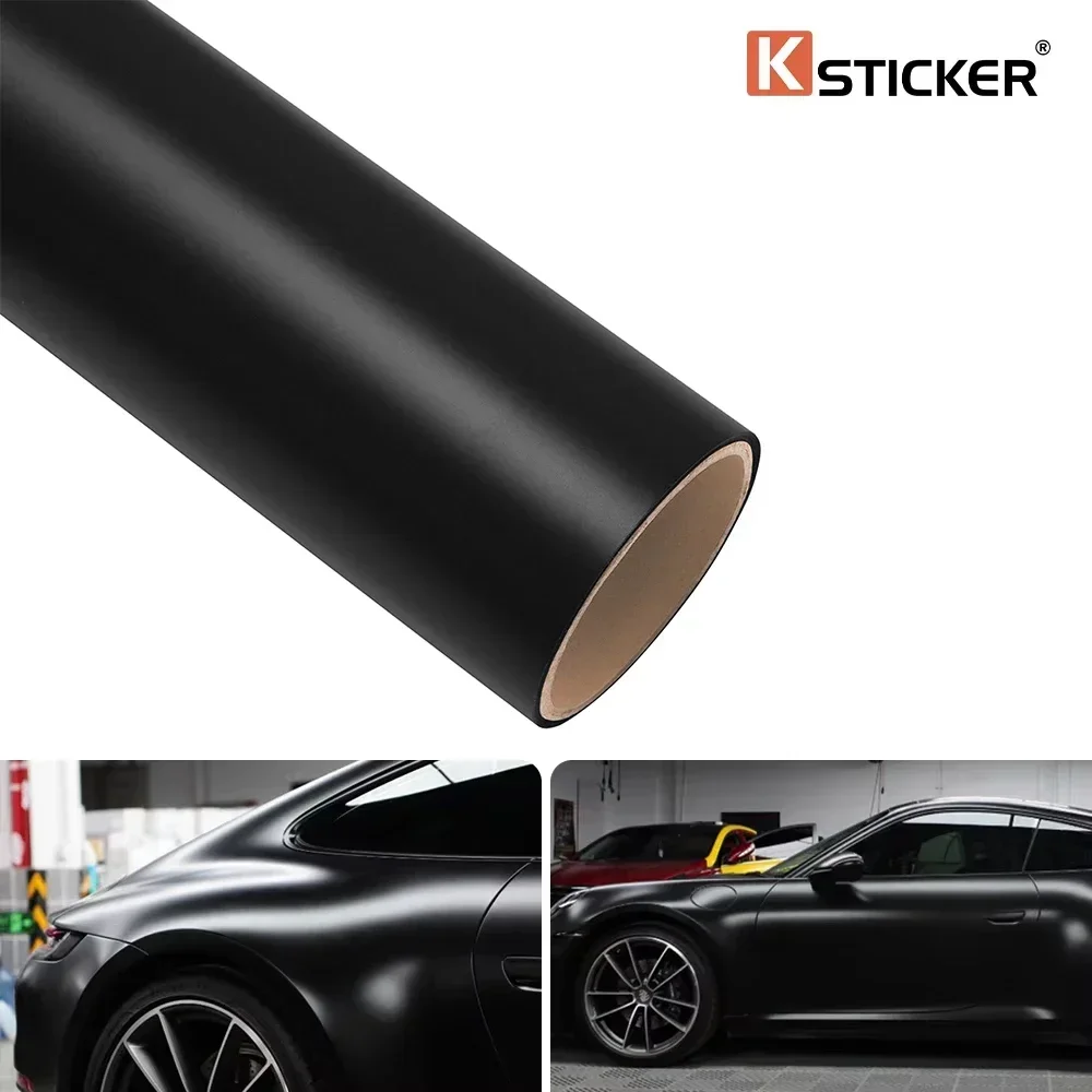 Car Vinyl Wrap Roll Sticker Matt Black with Bubble Free Air Release Technology Decal Sheet Adhesive DIY Exterior Accessories