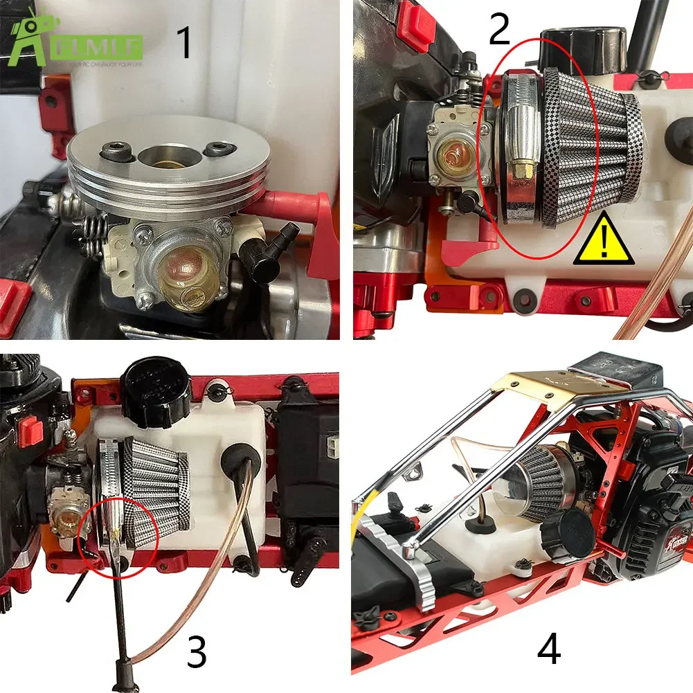 Filtro de ar do motor 23CC ~ 71CC + adaptador de liga kit de junta de parafuso para 1/5 HPI ROFUN ROVAN KM BAJA Losi 5ive T FG GoPed RedCat Rc peças