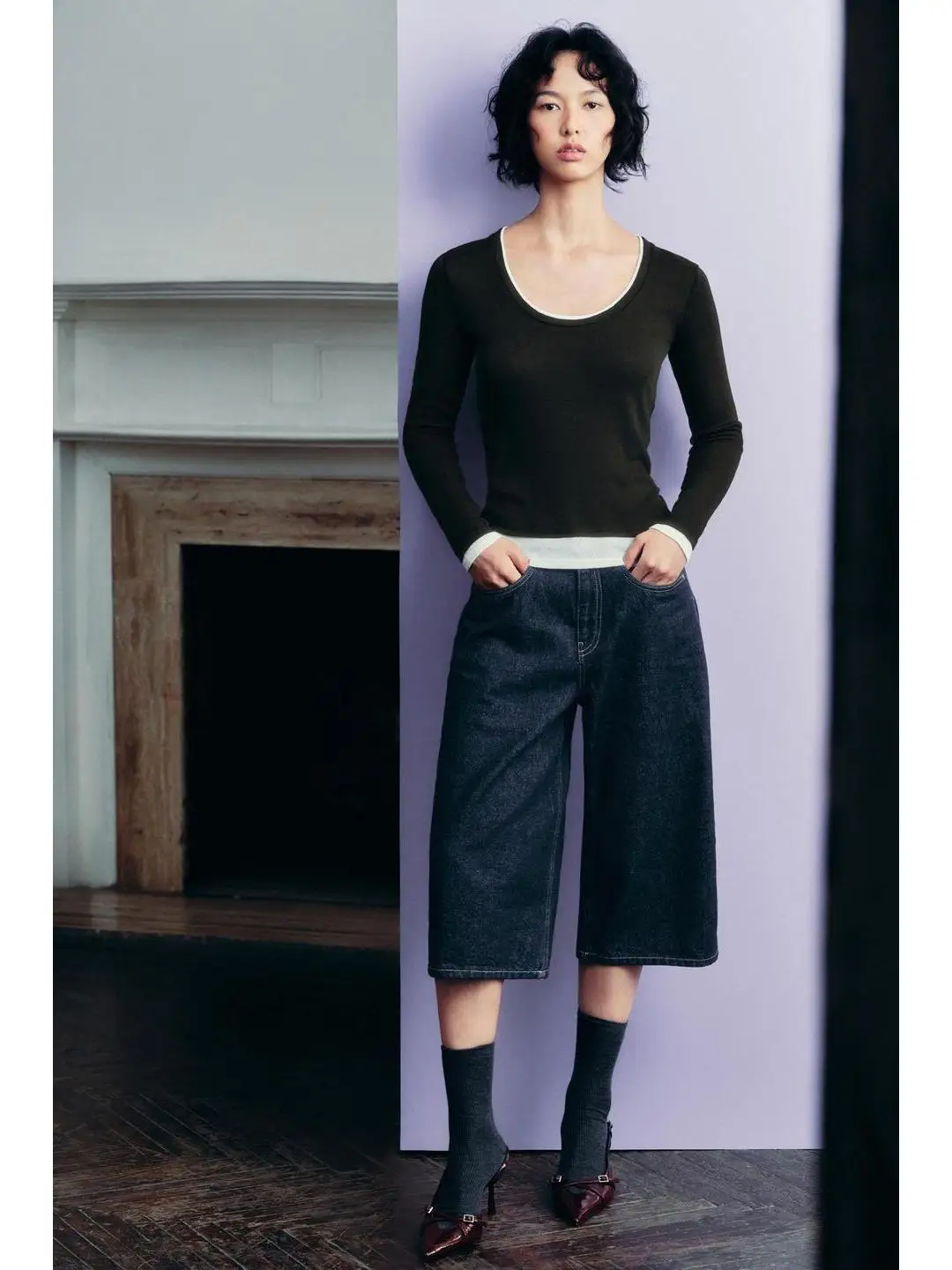 الوقوف صالح طويل Sve جولة Ne طبقة مزدوجة تي شيرت مستودع العمل خريف 2025 تنوعا الأساسية Sle طول منتظم #4