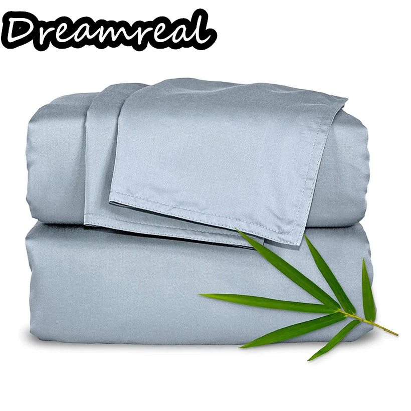 

Dreamreal 4/6pcs Bamboo Bed Sheet Set Luxury Soft Bedding Sets Cooling Fitted Bedsheet Flat Sheets Pillowcase Queen King Size