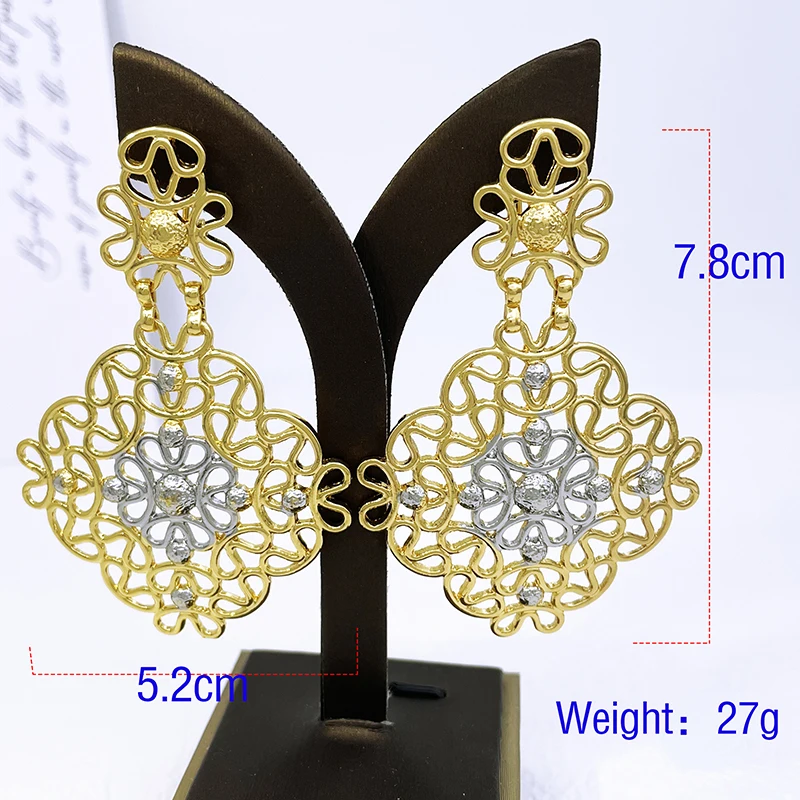 Gold Color Women Earrings Large Size Drop Earrings 18K Gold Plated Fashion Jewelry Wedding Party Accessories Gift 2023 Trending