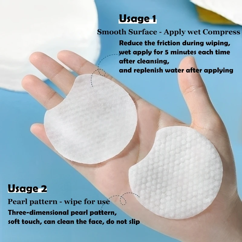 Waciki kosmetyczne jednorazowe 300/600/1200 szt. Miękkie perłowe z wycięciami do oczyszczania twarzy, do demakijażu, narzędzie kosmetyczne do makijażu.