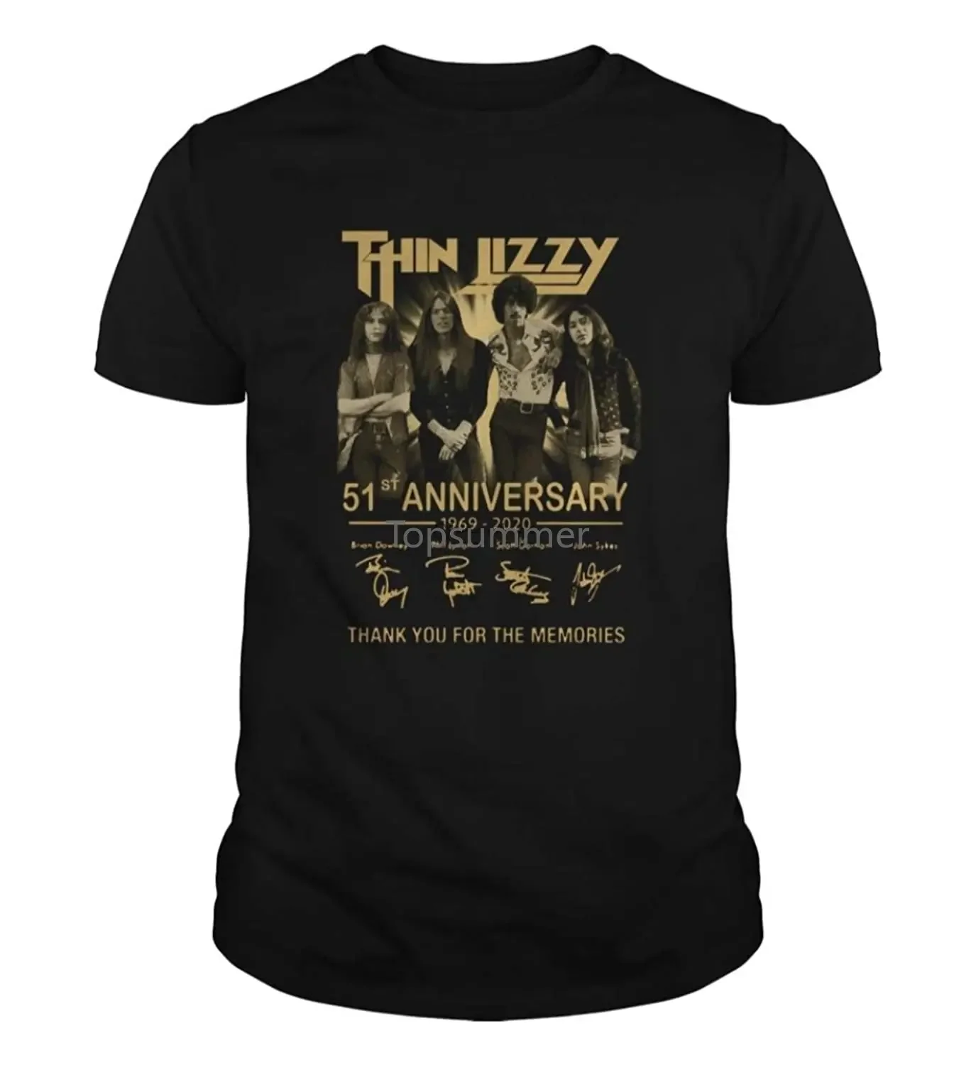 Thin Lizzy 51Th Anniversary 1969 2020 Signature Thank You for The Memories Shirt Oversized Graphic Tshirts for Women