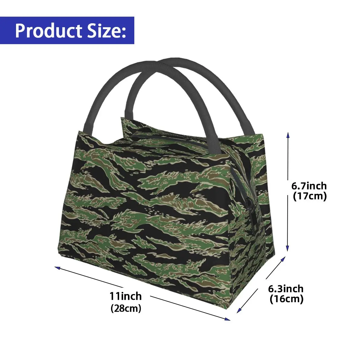 Tiger Stripe Camouflage Military Camo Lunch Bag for Women Picnic Storage Food Boxes Container Cooler Thermal Lunch Box Tote