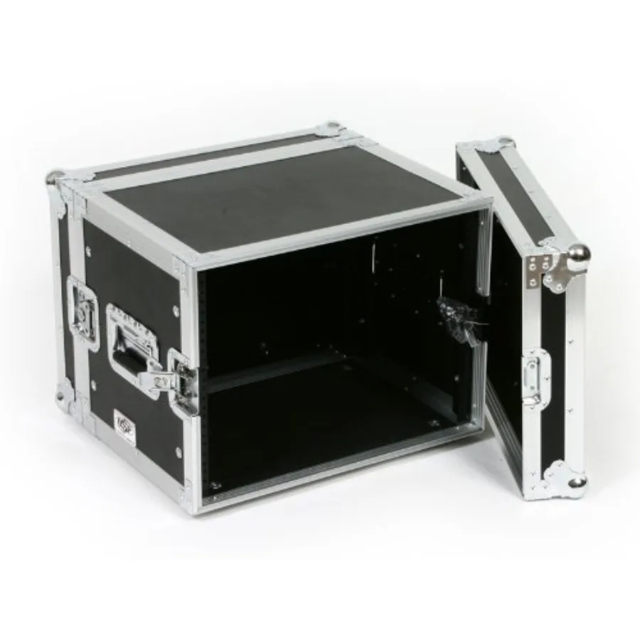 8-Space Effects Rack ATA Road Case 14 هيكل صلب متين أسود عميق مع مقابض متينة وزوايا معززة للأداء المباشر