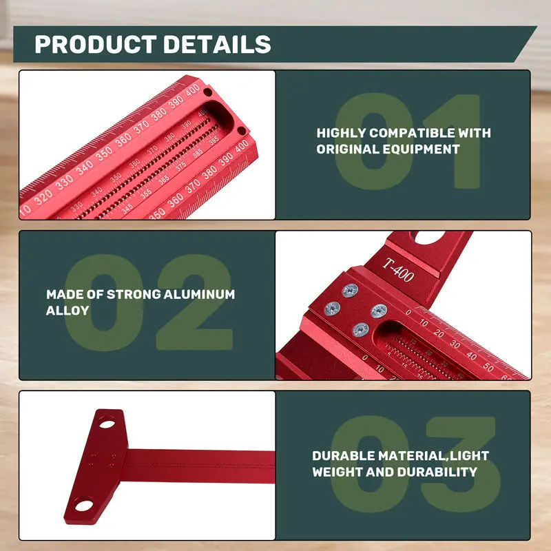 BAAG-Regla en T de marcado de precisión, regla de dibujo de carpintero, regla de marcado de carpintería, regla estándar de aleación de aluminio