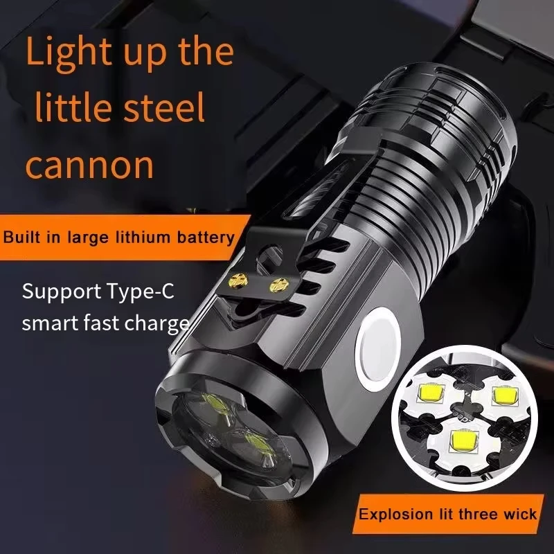 Xiaomi 3 LED Super Bright Flashlight Rechargeable For Long Range Portable Small Flashlight With Pen Clip And Tail Magnet Light