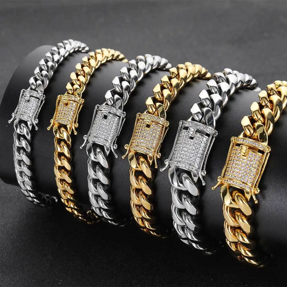 

Hip-hop tennis chain bracelet with stone beads