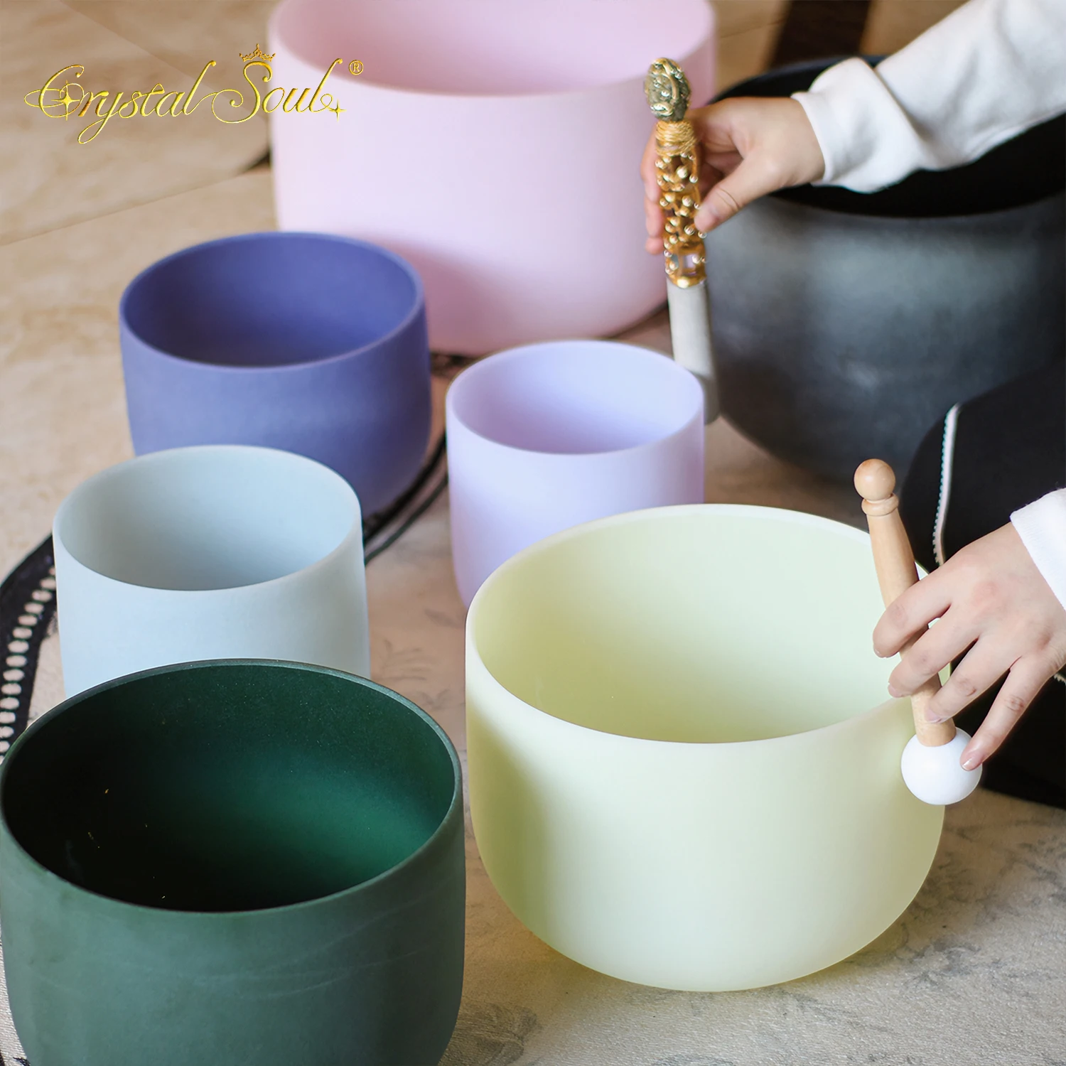 

Crystal Soul 6-12 Inch Original Ore Crystal Singing Bowl Sound Healing Crystal Bowl Sets