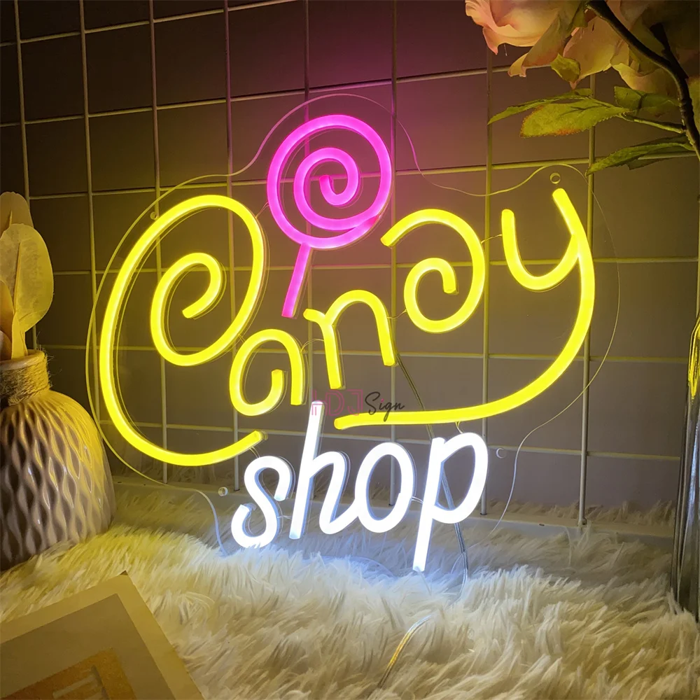 Candy Custom Neon Led Sign Wall Hanging Room Decor Led Night lights for Candy Shop Store Party Decoration Neon LED Lights USB