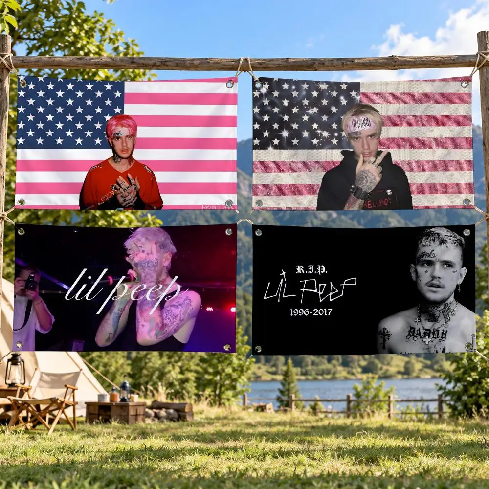 Rrapper Lil P-Peep Flags Soft Skin-friendly Durable Tapestry Outdoor Party Home Living Room Bedroom Decoration