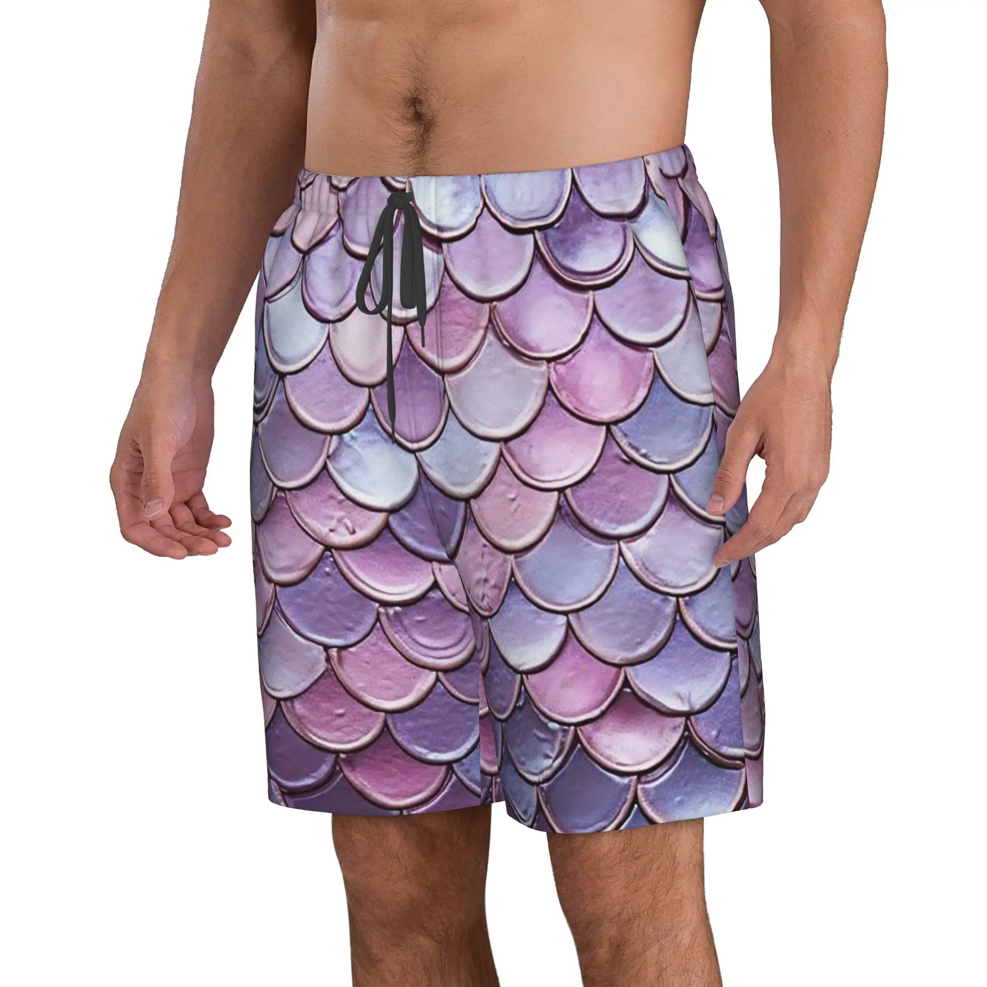Fish Scale Dazzling Scales Trunks Beach Board Shorts Casual Quick Dry Swim Summer Men Pants