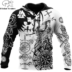 Sudadera con capucha y cremallera Fenrir Wolf Vegvisir 3D blanco/negro