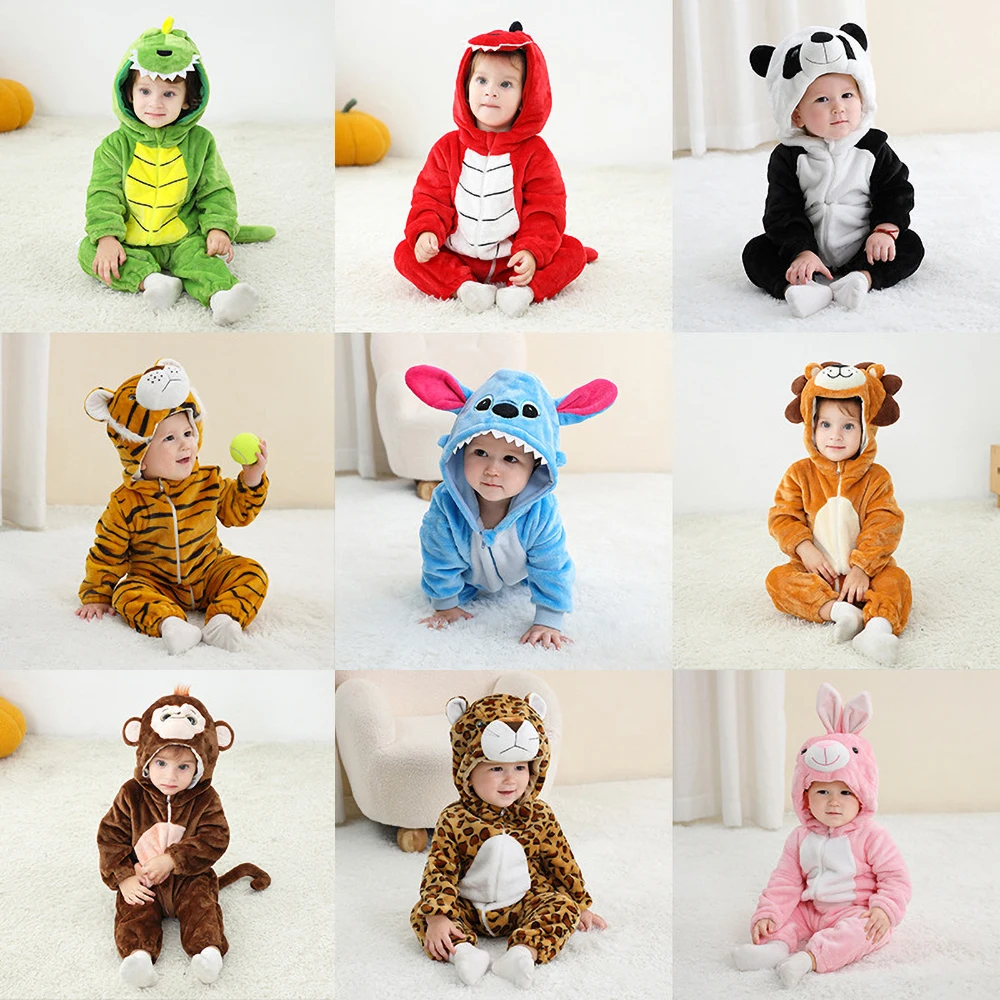 ملابس الهالوين للطفل أزياء تنكرية للشتاء صبي فتاة الحيوان Kigurumi بيجامة طفل الكرتون الفانيلا نيسيس رومبير للرضيع #1