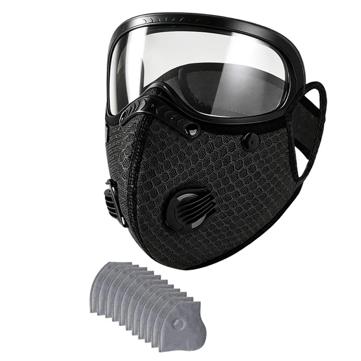 A1028K Reusable Dust Mask with Goggles 5-Layer Filtration and 10 Replaceable Filters for Woodworking Construction Cycling A SUMM