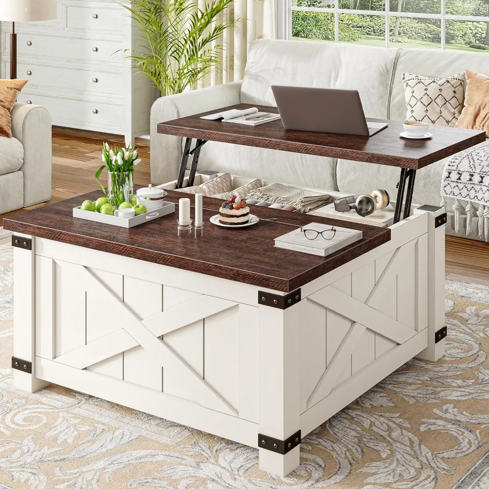 

Lift Top Coffee Table with Storage, 36 Farmhouse Coffee Tables for Living Room, Square Coffee Table with Large Hidden