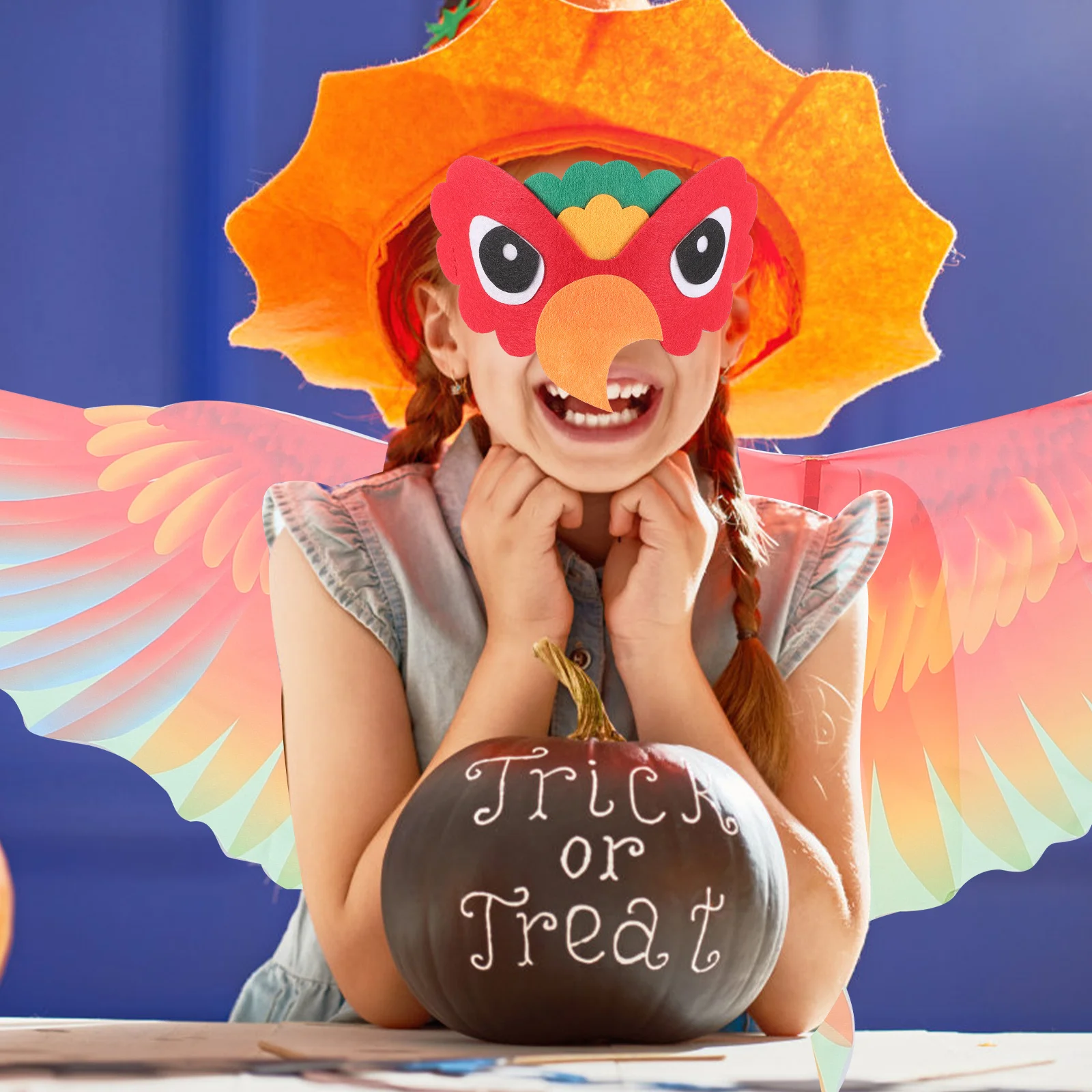 1 ensemble d'ailes de perroquet pour enfants, masque d'oiseau, accessoires de déguisement de fête d'halloween, ailes de perroquet, accessoires de Costume d'halloween