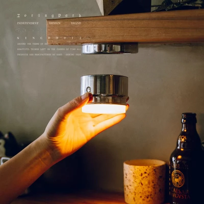 

Vintage Magnetic Rechargeable Table Lamp Brass LED Dimming Night Light Retro Bedside Wall Lamp for Bedroom Ambient Mood Lighting