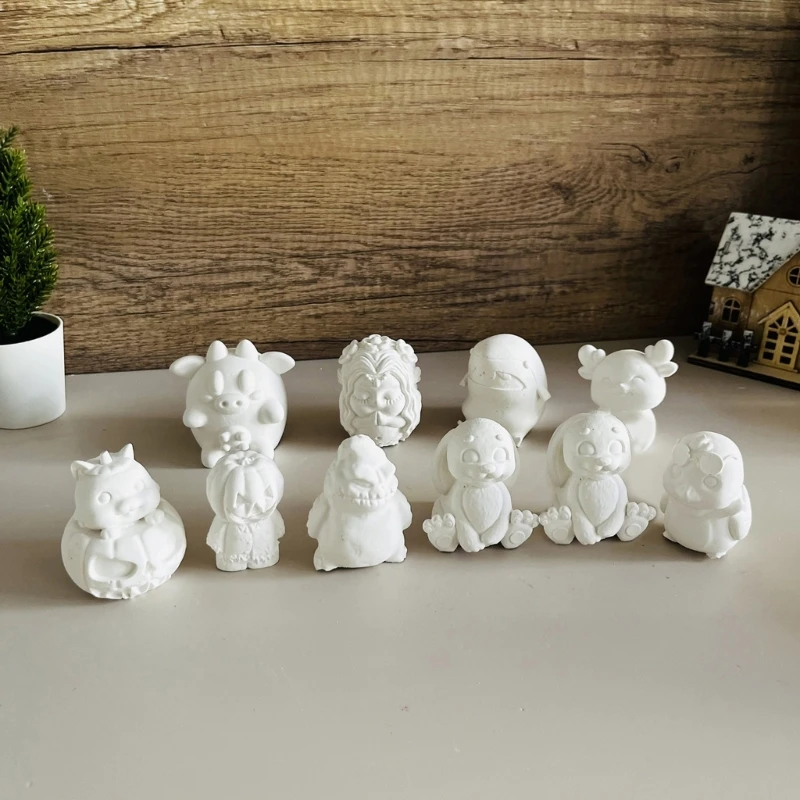 수제 토끼 금형 3D 만화 동물 실리콘 금형 장식 석고 금형 45BE